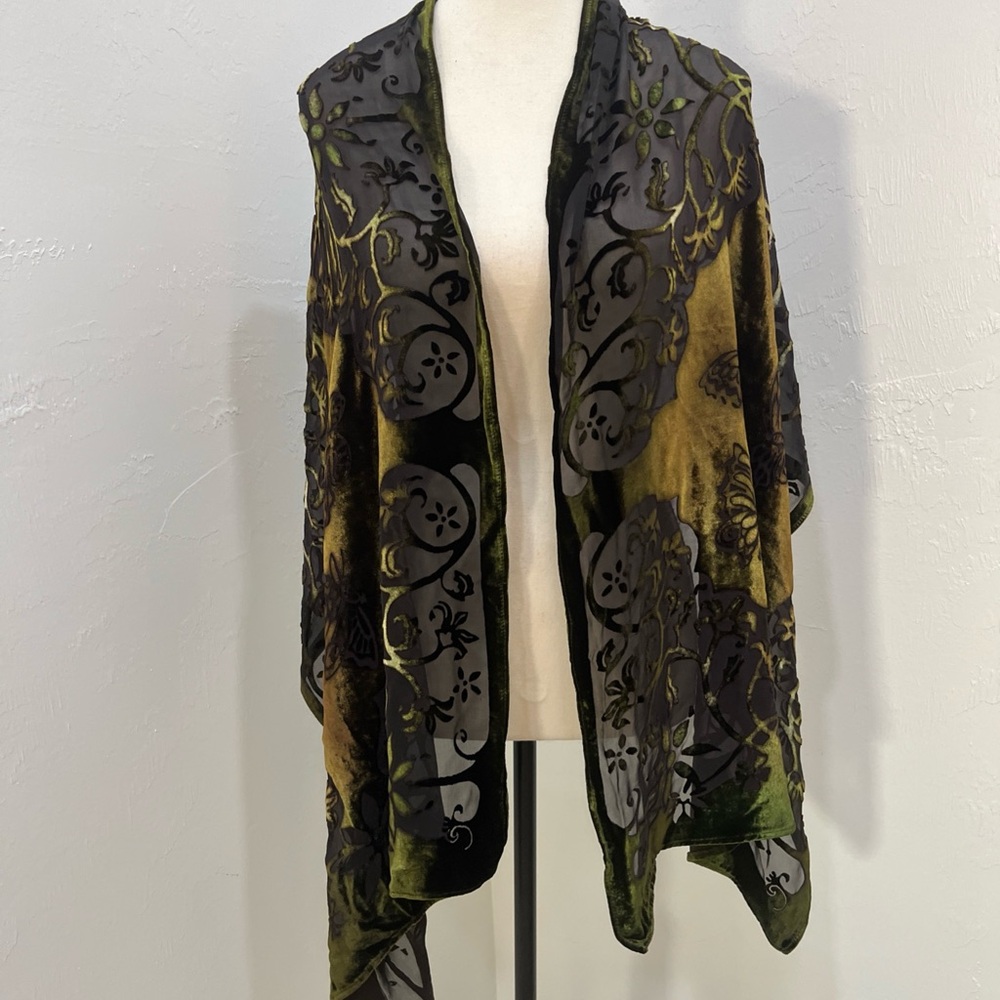 Vtg‎ Kevin O’Brien Silk Velvet Scarf Butterfly 66”x 20”